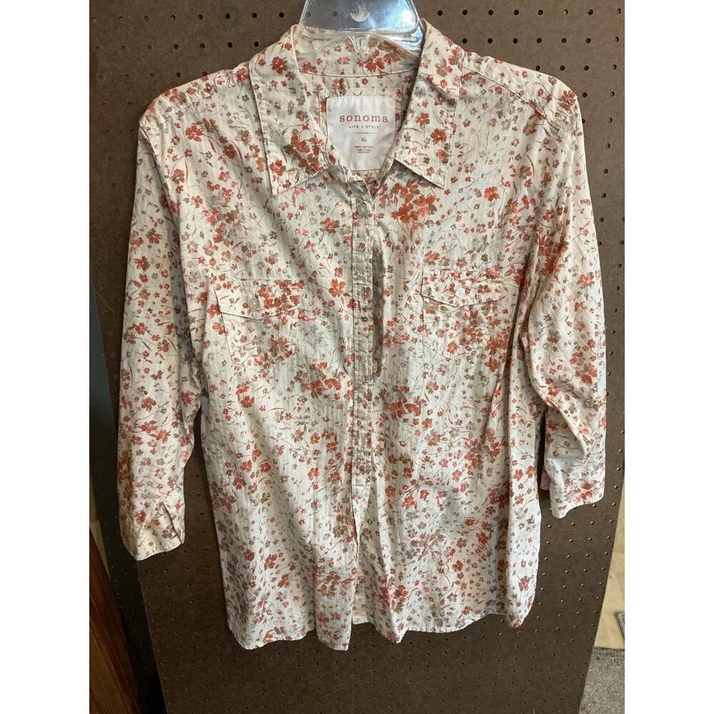 Sonoma Life Style Women's Floral Button Down Shirt XL